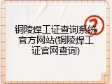 铜陵焊工证查询系统官方网站(铜陵焊工证官网查询)