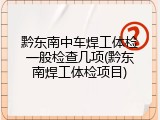 黔东南中车焊工体检一般检查几项(黔东南焊工体检项目)