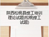 陕西松桃县焊工培训理论试题(松桃焊工试题)