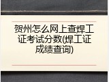 贺州怎么网上查焊工证考试分数(焊工证成绩查询)