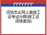 河池怎么网上查焊工证考试分数(焊工证成绩查询)