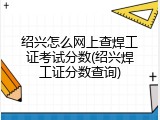 绍兴怎么网上查焊工证考试分数(绍兴焊工证分数查询)