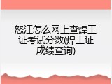 怒江怎么网上查焊工证考试分数(焊工证成绩查询)