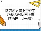 陕西怎么网上查焊工证考试分数(网上查陕西焊工证分数)