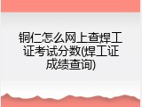 铜仁怎么网上查焊工证考试分数(焊工证成绩查询)