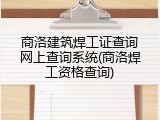 商洛建筑焊工证查询网上查询系统(商洛焊工资格查询)