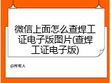 微信上面怎么查焊工证电子版图片(查焊工证电子版)