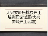 大兴安岭松桃县焊工培训理论试题(大兴安岭焊工试题)