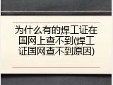 为什么有的焊工证在国网上查不到(焊工证国网查不到原因)