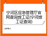 宁河区应急管理厅官网查询焊工证(宁河焊工证查询)