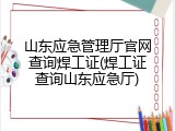 山东应急管理厅官网查询焊工证(焊工证查询山东应急厅)