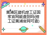 黄浦区建机焊工证国家官网能查到吗(焊工证黄浦官网可查)