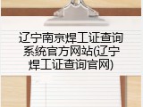 辽宁南京焊工证查询系统官方网站(辽宁焊工证查询官网)