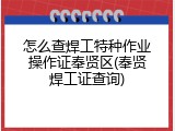 怎么查焊工特种作业操作证奉贤区(奉贤焊工证查询)
