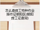 怎么查焊工特种作业操作证朝阳区(朝阳焊工证查询)