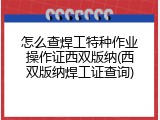 怎么查焊工特种作业操作证西双版纳(西双版纳焊工证查询)