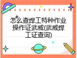 怎么查焊工特种作业操作证武威(武威焊工证查询)