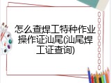 怎么查焊工特种作业操作证汕尾(汕尾焊工证查询)