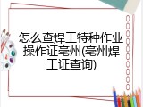怎么查焊工特种作业操作证亳州(亳州焊工证查询)