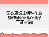怎么查焊工特种作业操作证泸州(泸州焊工证查询)