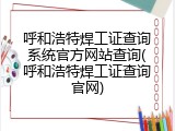 呼和浩特焊工证查询系统官方网站查询(呼和浩特焊工证查询官网)