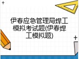 伊春应急管理局焊工模拟考试题(伊春焊工模拟题)