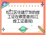 松江区住建厅发的焊工证在哪里查(松江焊工证查询)