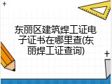 东丽区建筑焊工证电子证书在哪里查(东丽焊工证查询)