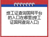 焊工证查询国网平台的入口在哪里(焊工证国网查询入口)
