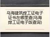乌海建筑焊工证电子证书在哪里查(乌海焊工证电子版查询)