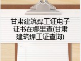 甘肃建筑焊工证电子证书在哪里查(甘肃建筑焊工证查询)