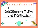 防城港建筑焊工证电子证书在哪里查()