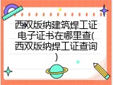 西双版纳建筑焊工证电子证书在哪里查(西双版纳焊工证查询)
