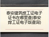 泰安建筑焊工证电子证书在哪里查(泰安焊工证电子版查询)