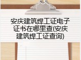 安庆建筑焊工证电子证书在哪里查(安庆建筑焊工证查询)