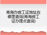 青海办焊工证地址在哪里查询(青海焊工证办理点查询)