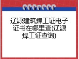 辽源建筑焊工证电子证书在哪里查(辽源焊工证查询)