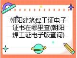 朝阳建筑焊工证电子证书在哪里查(朝阳焊工证电子版查询)