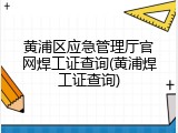 黄浦区应急管理厅官网焊工证查询(黄浦焊工证查询)