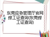 东莞应急管理厅官网焊工证查询(东莞焊工证查询)
