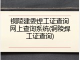 铜陵建委焊工证查询网上查询系统(铜陵焊工证查询)