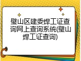 璧山区建委焊工证查询网上查询系统(璧山焊工证查询)