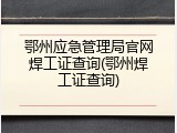 鄂州应急管理局官网焊工证查询(鄂州焊工证查询)