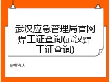 武汉应急管理局官网焊工证查询(武汉焊工证查询)