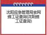 沈阳应急管理局官网焊工证查询(沈阳焊工证查询)