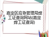 嘉定区应急管理局焊工证查询网站(嘉定焊工证查询)