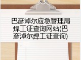 巴彦淖尔应急管理局焊工证查询网站(巴彦淖尔焊工证查询)