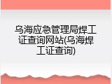 乌海应急管理局焊工证查询网站(乌海焊工证查询)
