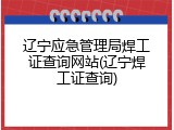 辽宁应急管理局焊工证查询网站(辽宁焊工证查询)