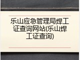 乐山应急管理局焊工证查询网站(乐山焊工证查询)